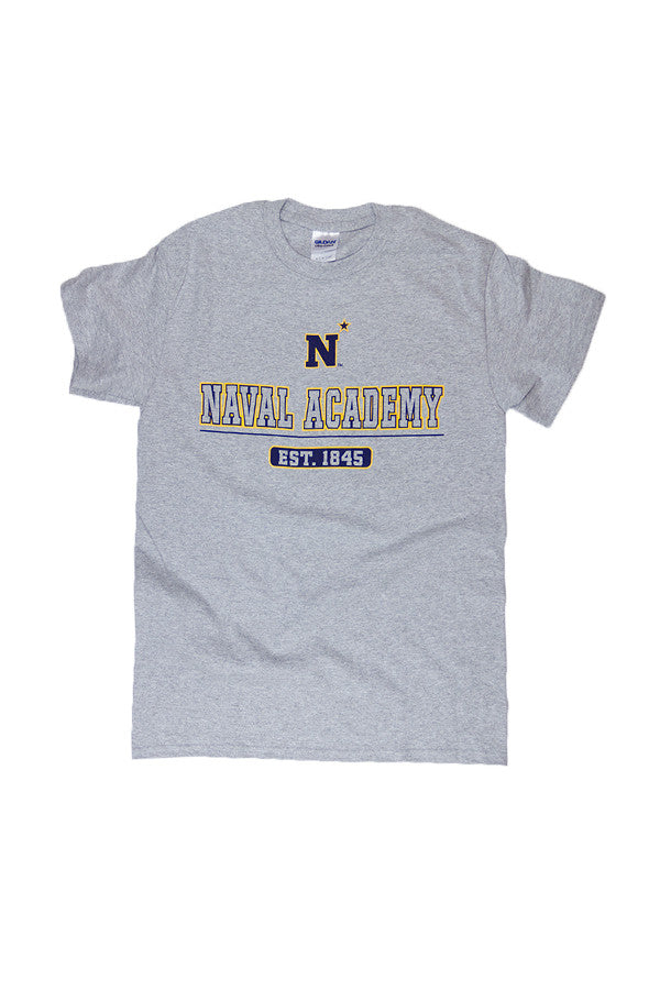 USNA N-Star Est. 1845 T-Shirt (grey) - Annapolis Gear