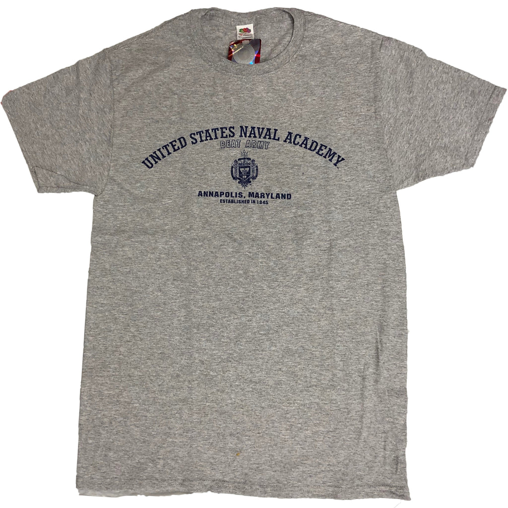 USNA Distressed Crest Beat Army T-Shirt (grey)