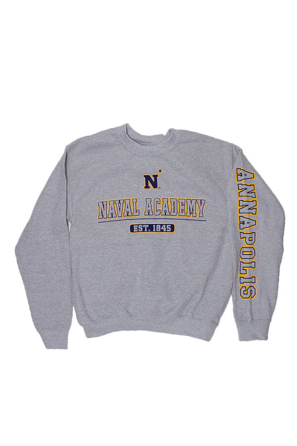 USNA N-Star Est. 1845 Crewneck Sweatshirt (grey) - Annapolis Gear