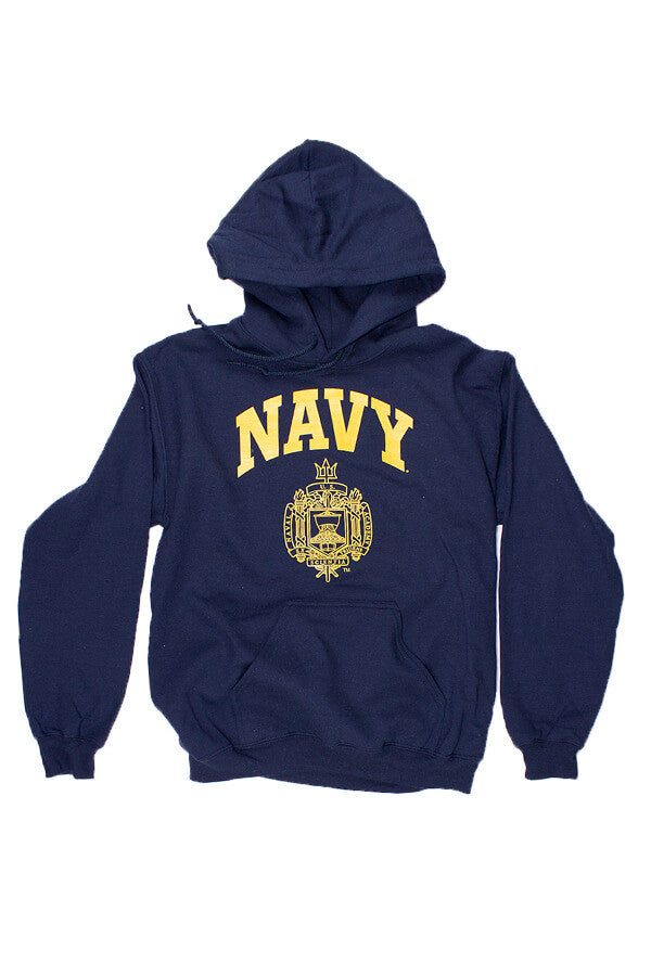 USNA Crest Hooded Sweatshirt (navy) - Annapolis Gear